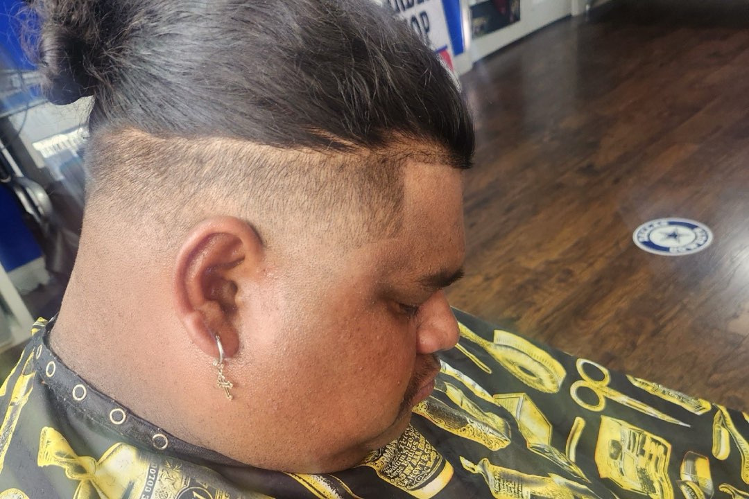 Top-knot fade haircut for men at Sees Barbershop, Concord, CA
